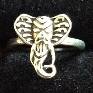 Silver Elephant Ring Size 3